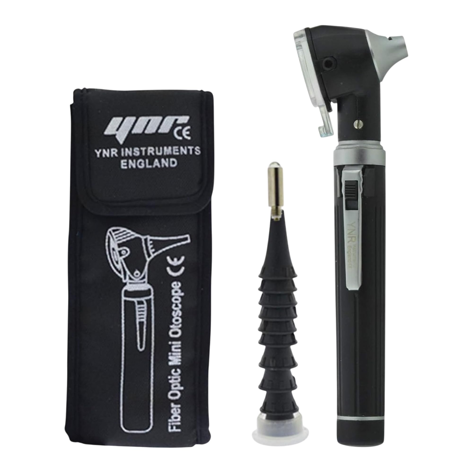 YNR Fibre Optic Mini Otoscope - Auriscope Fiber Optic, ENT Ear Scope, Diagnostic Examination GP, Ear Otoscope with Light | (Black)