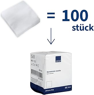 ABENA Gauze Pads, 100 Pack, 7.5x7.5cm Wound Dressings, Non-Sterile, Soft Absorbent Gauze for Wound Dressing, Non-Adhesive Dressings for Wounds