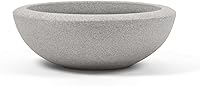 ARBORA 21" Santorini Bowl Polyresin Planter - Lightweight Weatherproof Concrete Gray Pot for Indoor Outdoor Gardens Patios
