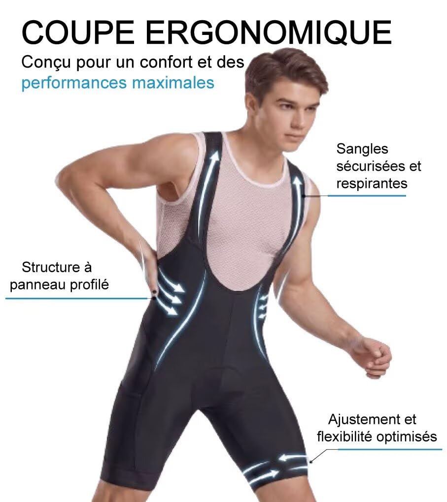 CEROTIPOLAR Ciclismo Bibs Uomo, Lunga Distanza Pad Bici Biking Bib Pantaloncini UPF50+