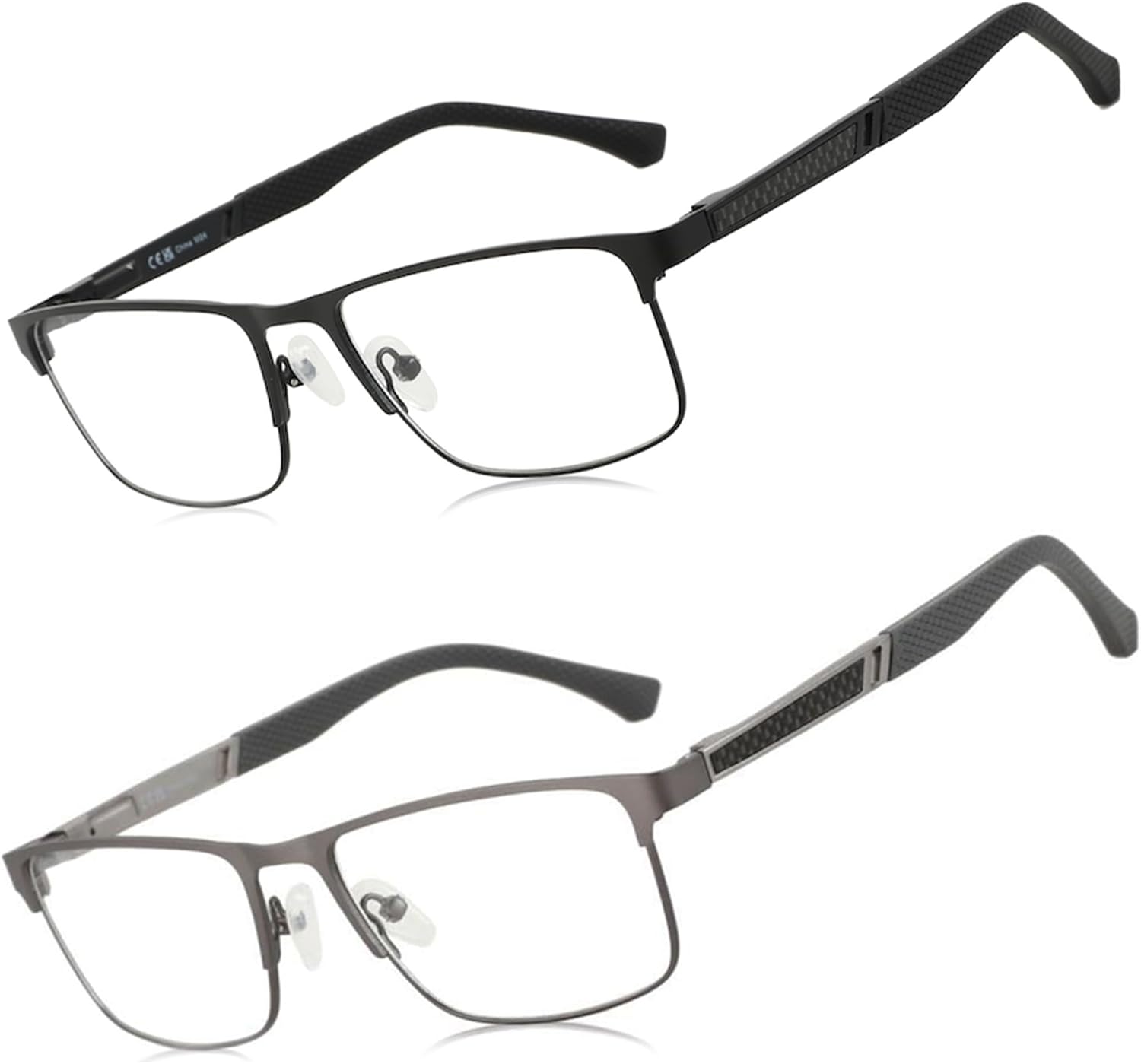 ZENOTTIC Blue Light Glasses Men : Black Reading Glasses Men - Square Frame Computer Glasses - Anti Glare Metal Readers