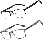 ZENOTTIC Lunettes de lumière bleue Hommes : Verres de lecture noirs Hommes - Lunettes d'ordinateur à cadre carré - Lecteurs de métaux anti-gris