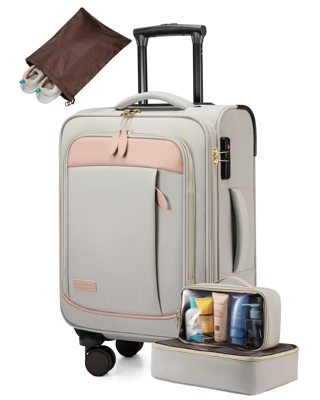 LOVEVOOK 4 Pcs Carry On Luggage 22x14x9 Airline Approved 20 Inch Underseat Carry on Suitcase for Women Men