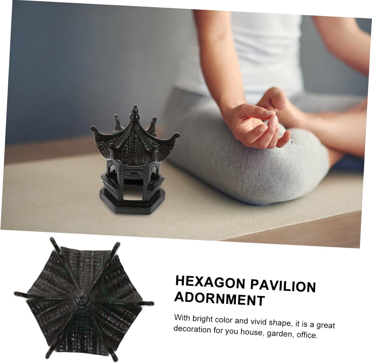 Mipcase 1Pc Miniature Hexagon Pavilion Statue Durable Garden Decor for Fairy Gardens Zen Gardens and Home Decoration Micro Pavilion Adornment for DIY Landscapes