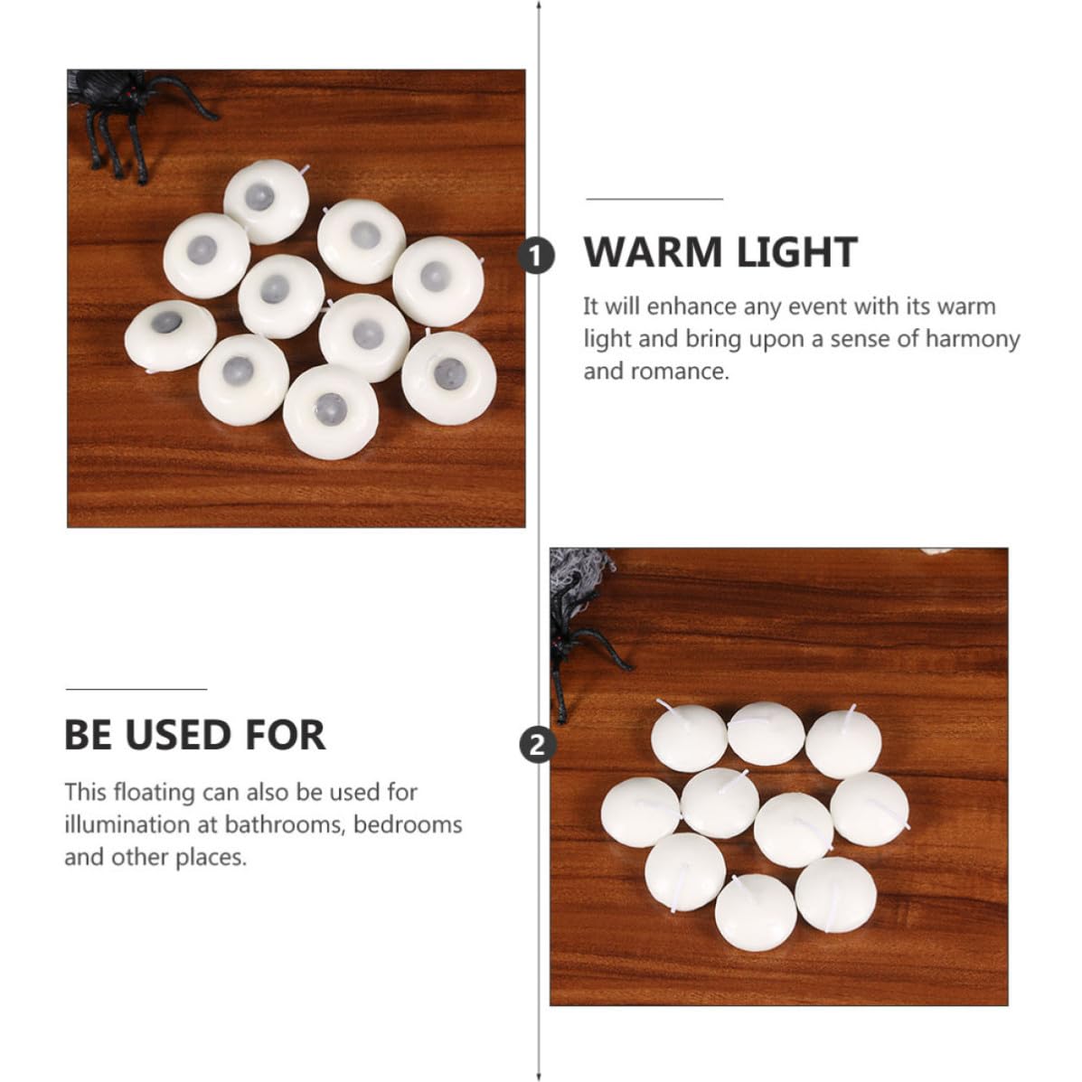 100 Piezas Velas Flotantes Velas de Fiesta Blanco Parafina Esféricas y Disco Flotan sobre Agua E Iluminan Celebraciones Festivas y Bodas