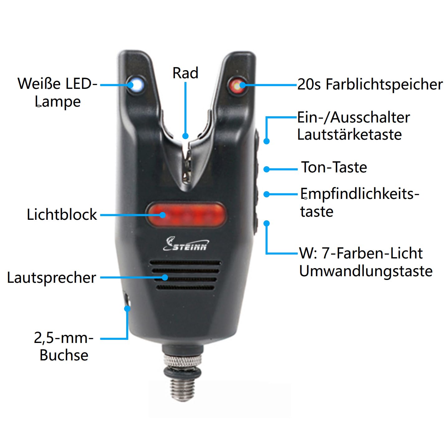Steinn Elektronische Funk Bissanzeiger Set mit LED für Karpfenangeln