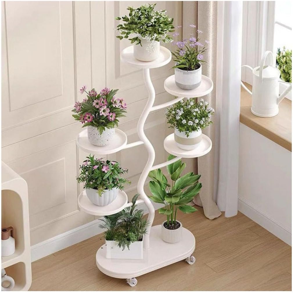 Tiered Plant Stand Indoor Simple removable iron flower rack shelf balcony multi-layer succulent living room floor-standing flower pots flower stand Outdoor Plant Stands For Patio(White)