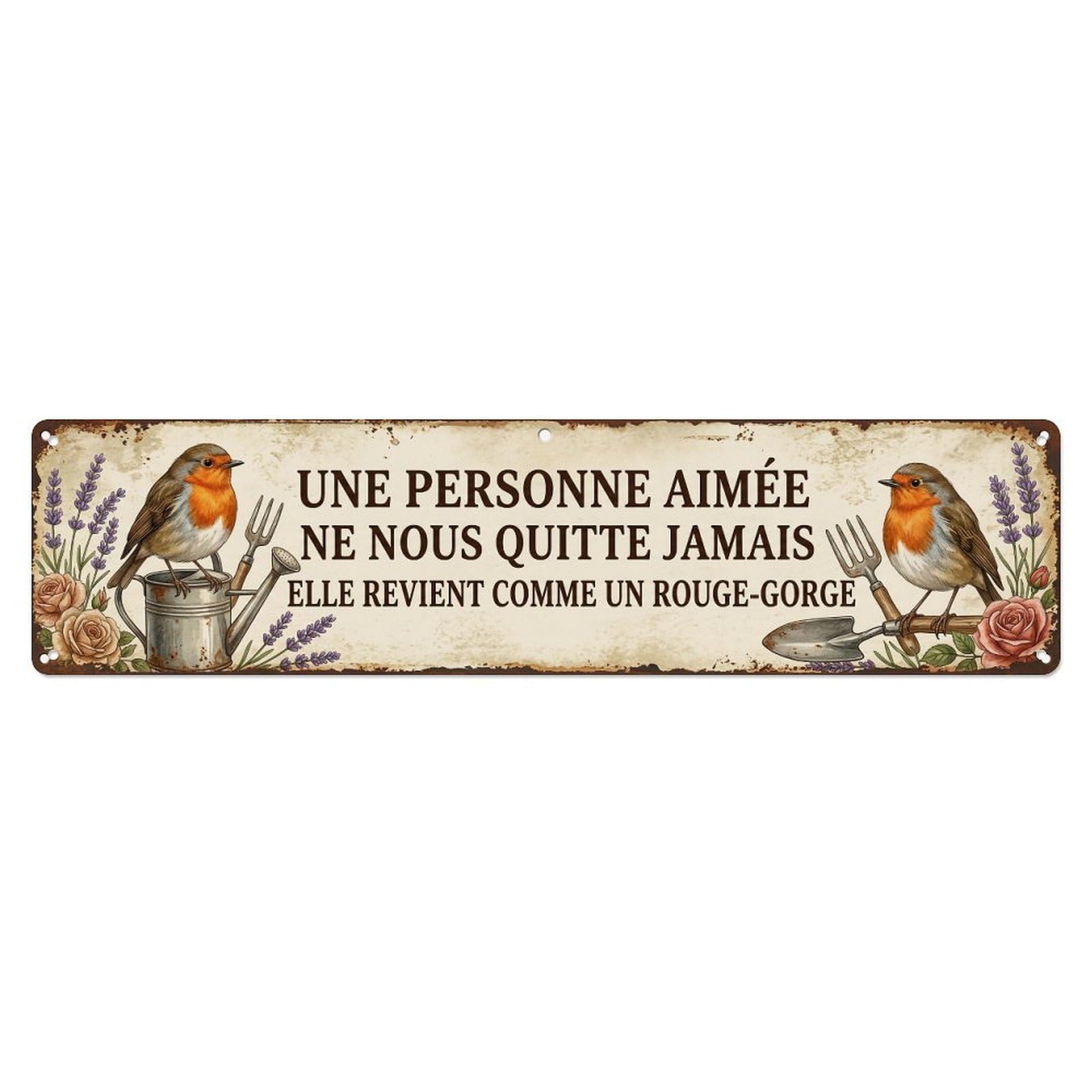 Robin Bird Garden Quote Amour Metal Tin Skinny Sign Plaque Wall Decor for Cafe, Club Bar, Office, Home Garden Metal Poster 4x16Inch