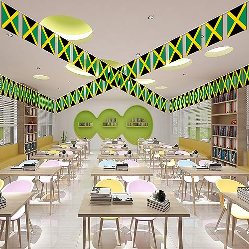 Image of Jamaica String Flag Pennant Banner - 38 Flags, 42 Feet Small Mini Jamaican Flags Bunting Banner for Country Decoration, School, Party, Sports Events