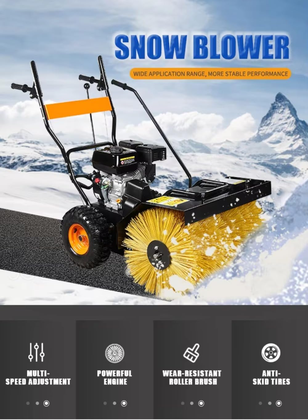 Manual Snow Plow Sweeper for Home Use, Easy Push Snow Cleaning Tool for Sidewalks, Garages and Small Roads