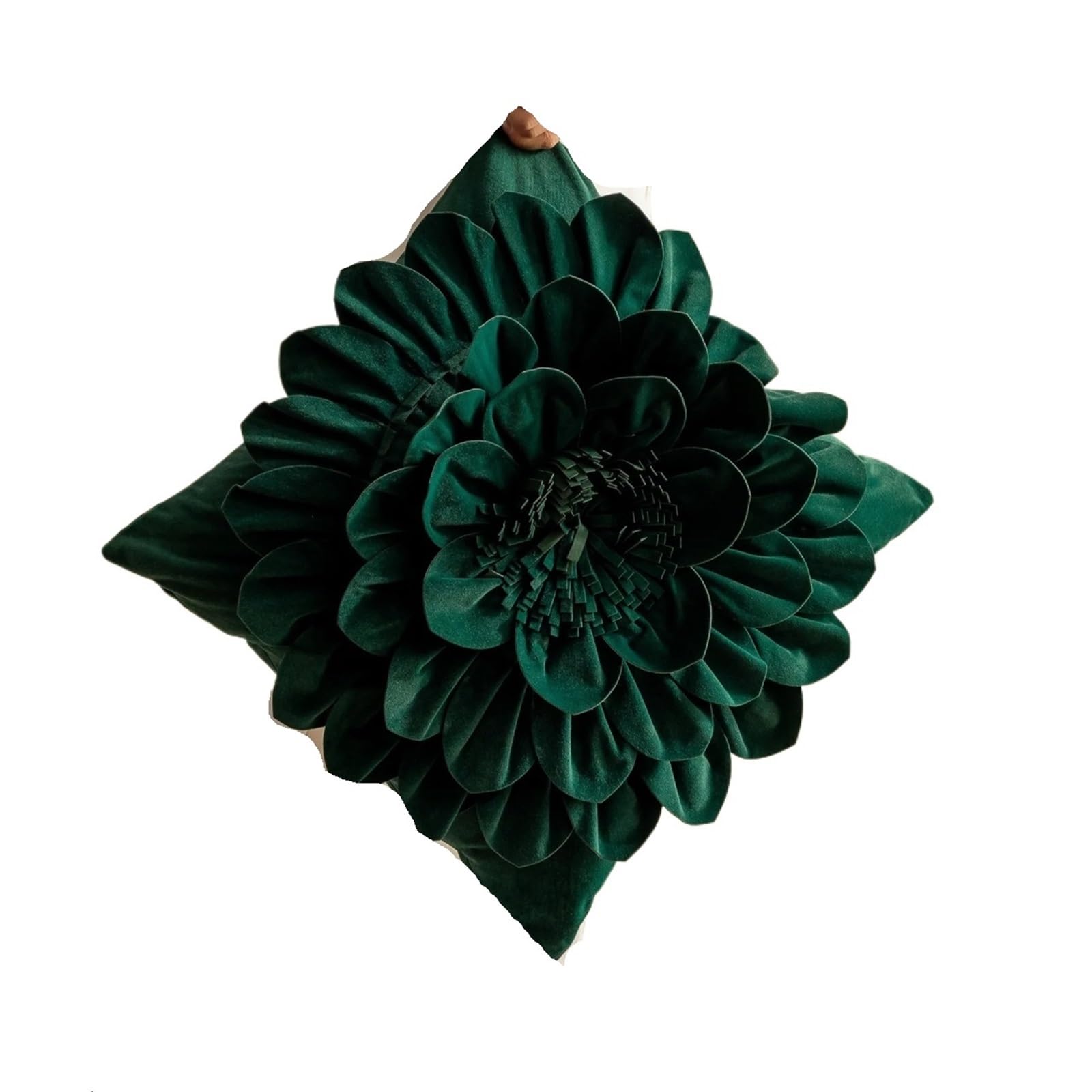 LCKKJHG Three Dimensional Chrysanthemum Patchwork Cushion Cover Velvet Solid Pillow Covers Home Flower Pillowcase(Green-Square)
