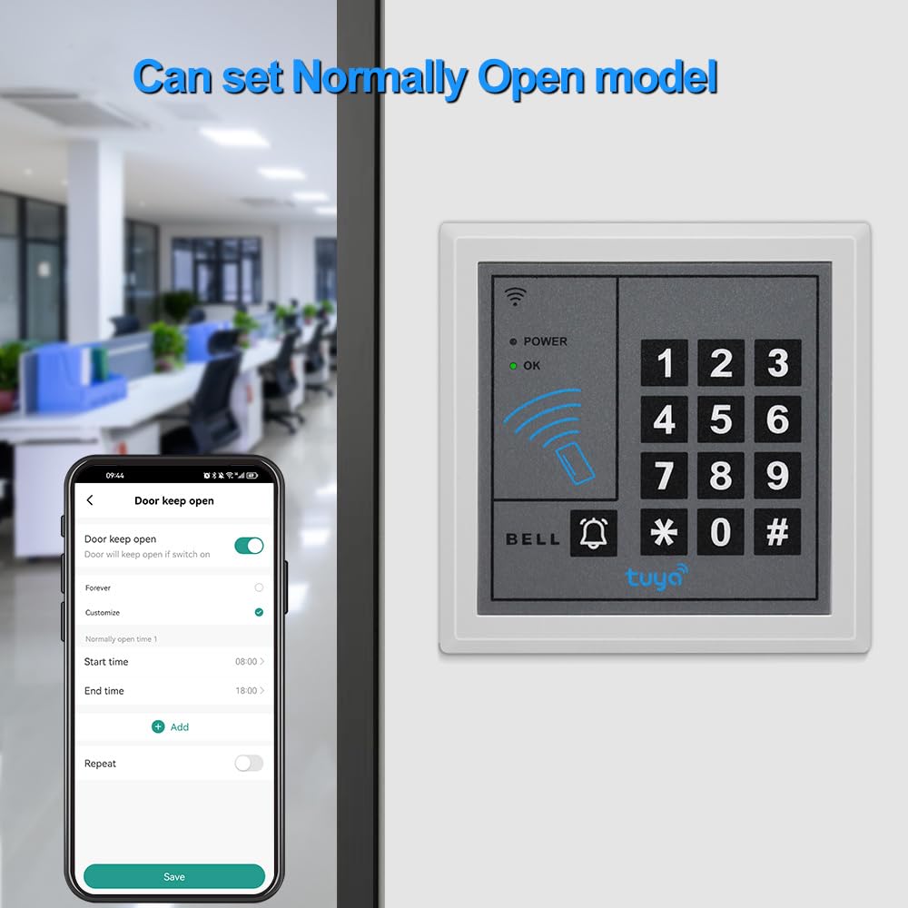 Tuya Smart WiFi Access Control System Kit, 1000-User Remote Access Control Keypad, include 280KG serratura magnetica, tastiera di controllo accessi, alimentatore 12V, pulsante di uscita e 5