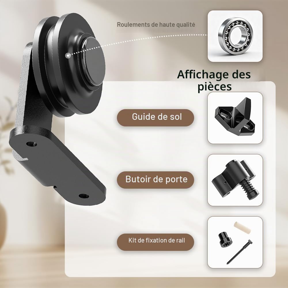 6.6FT/201cm Sliding Barn Wood Door Hardware Closet Track Kit Single door -Portes coulissantes Matériel Trousse Unique patin à roulettes