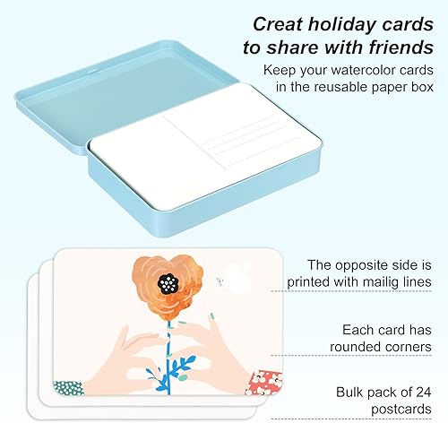 Miniatura 2 de PATIKIL 24 hojas postales de acuarela, 4 x 6 pulgadas, tarjetas postales de papel de acuarela en blanco de 140 libras10.58 ozm, papel 100% algodón a
