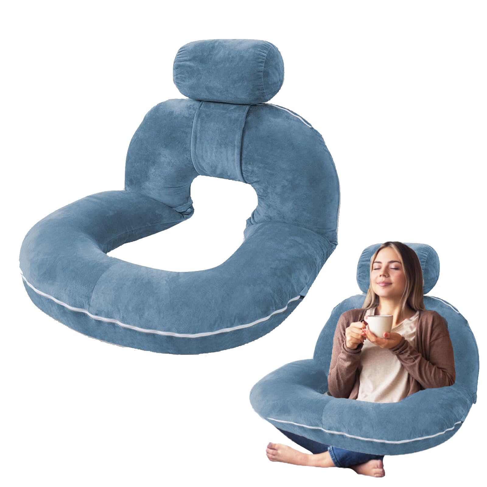 Coussin de Lecture pour Lit, Oreiller de Grossesse, Support Lombaire, Grand Coussin Dorsal Dossier Canapé, Oreiller de Lecture Lit Adulte avec o-reiller Amovible pour Lire ou Se Détendre
