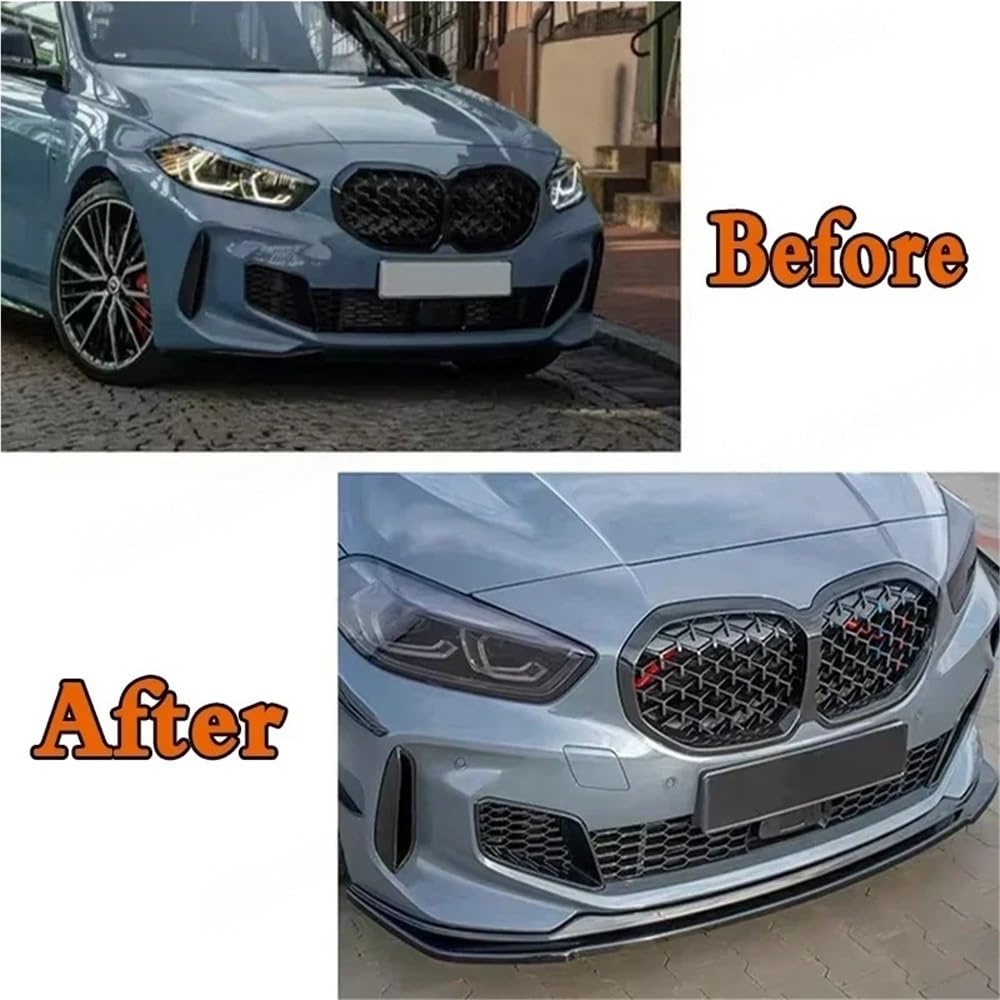 Przedni zderzak samochodowy Spoiler kompatybilny z BMW serii 1 F40 M Sport 118i 120i 128ti 2019 + dyfuzor rozdzielacza ostrze Body Kit Tuning część samochodowa(Carbon Look A)