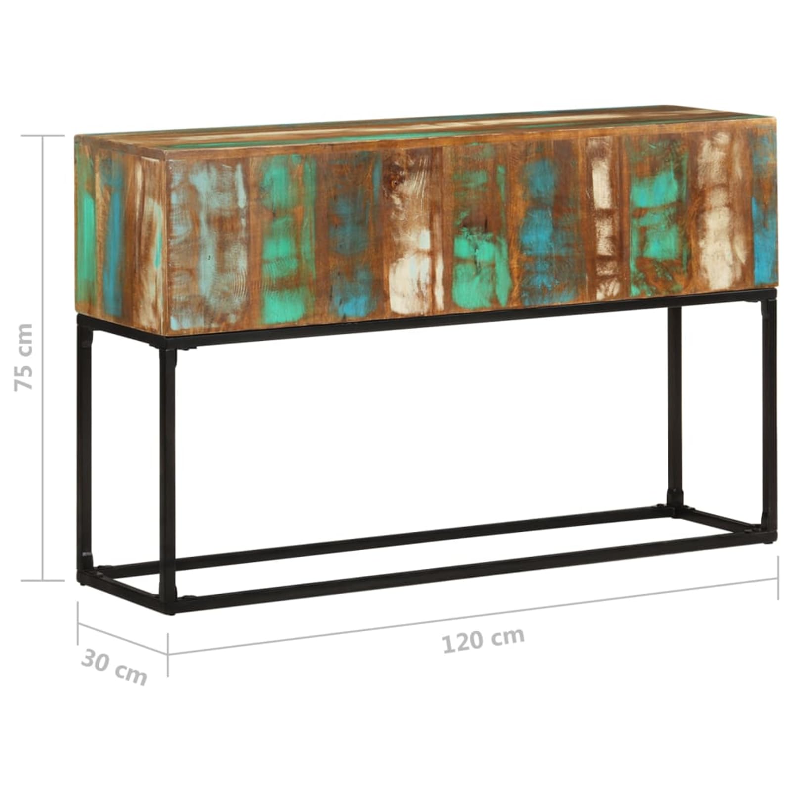 Homgoday Mesa Consola de Madera Maciza reciclada 120x30x75 cm Mesas auxiliares de salón,Mesa Consola Recibidor Mueble de Entrada Estrecha Clásica