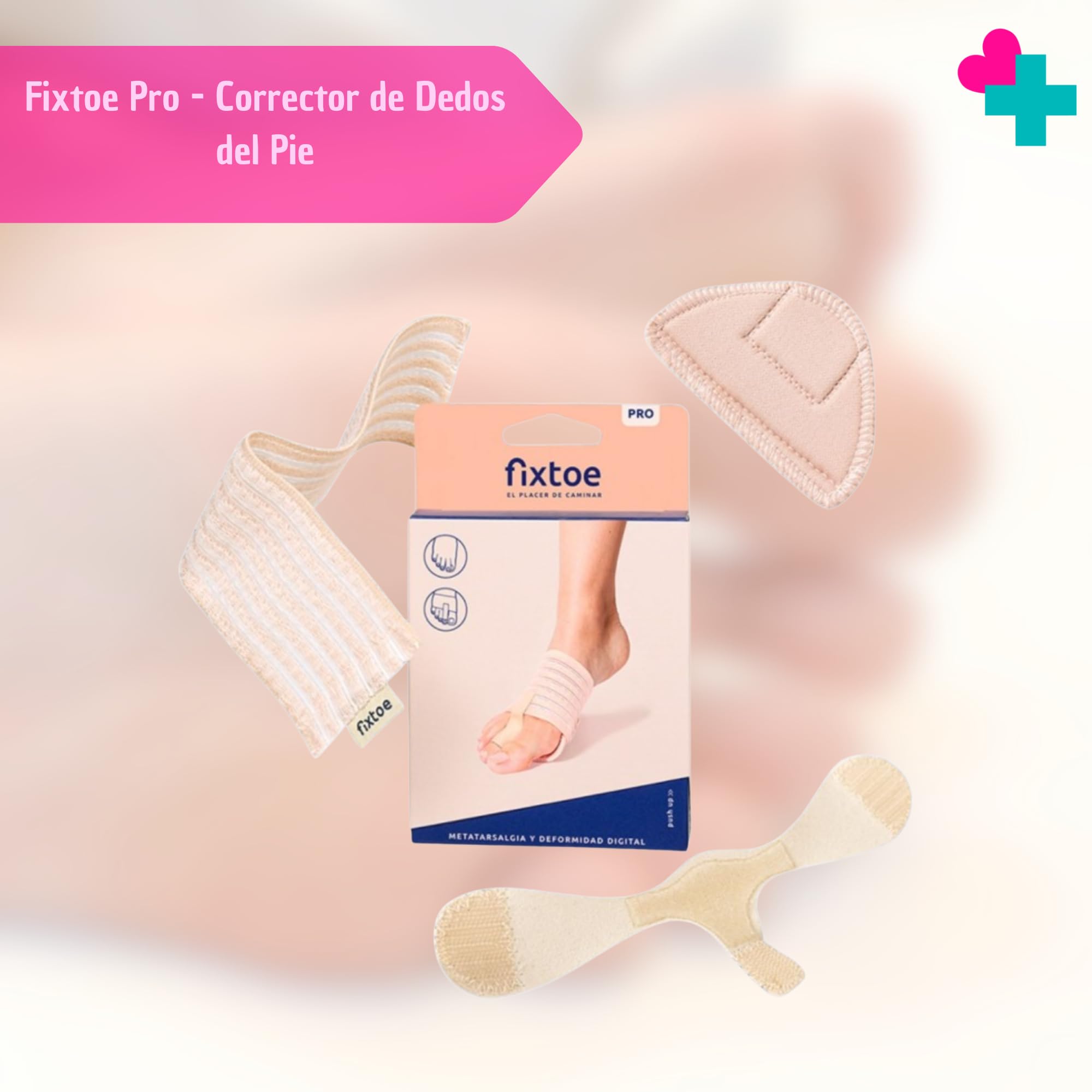 GERCARE Corrector de Dedos del Pie con Almohadilla Metatarsal | Separador de Dedos Ajustable con Banda Elástica | Alivio de Metatarsalgia, Dolor en Antepié y Alineación del Dedo