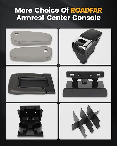 Miniatura 7 de ROADFAR Funda de cuero para reposabrazos izquierda y derecha para Toyota Sienna 2011 2012 2013 2014 2015 2016 2017 solo parte de cuero gris