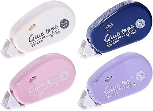 LAPLBEKE Paquete de 4 mini rodillos de cinta de doble cara, tamaño portátil, dispensador de cinta adhesiva permanente para manualidades, álbumes de