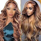 Ombre Lace Front Wig Human Hair 26 Inch 180% Density Body Wave Human Hair Wig P4/27 Highlight 13x4 H