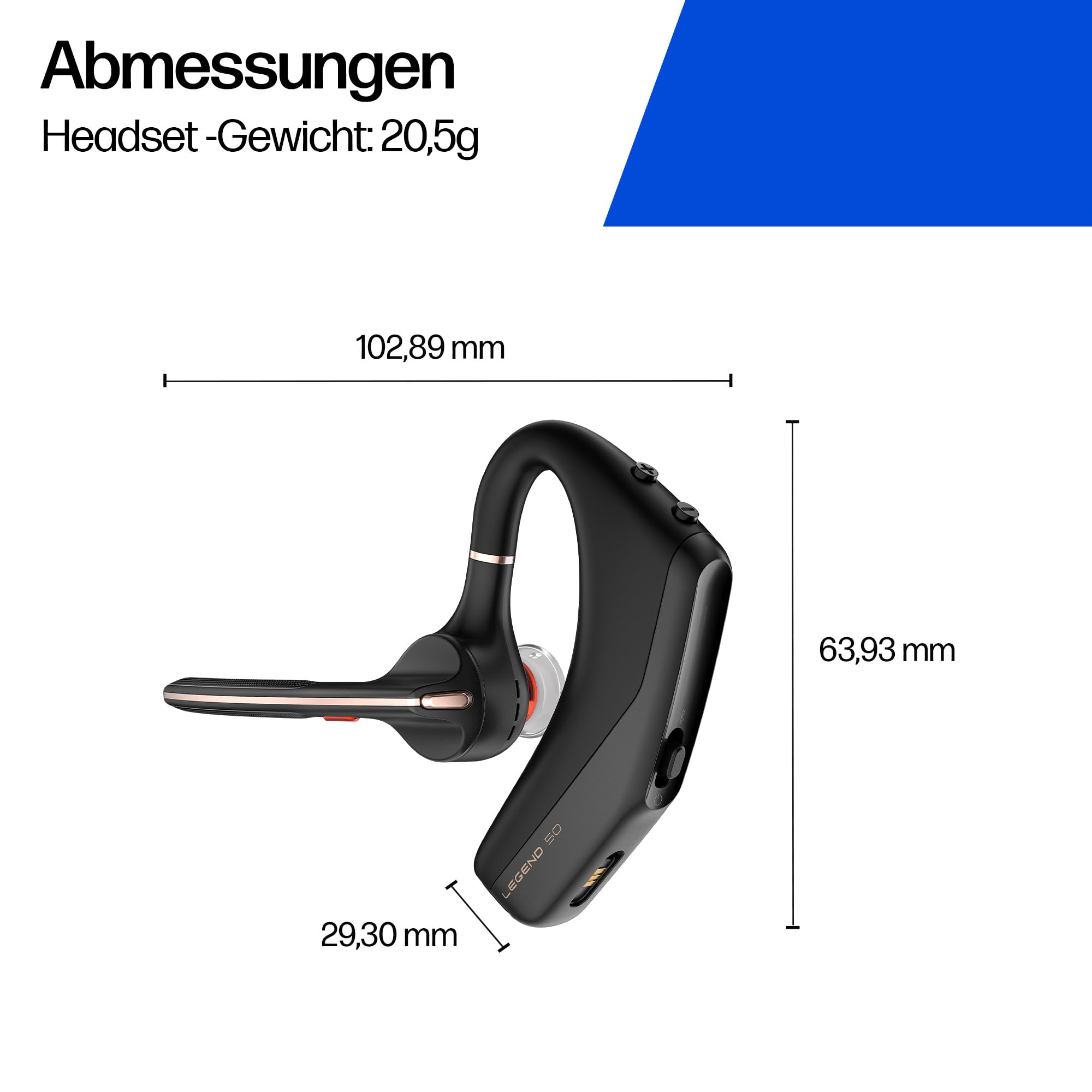 Poly Voyager Legend 50 Bluetooth-Headset NoiseBlockAI WindSmart Smart-Sensor 10 Stunden Akkulaufzeit Geräuschunterdrückung Schwarz