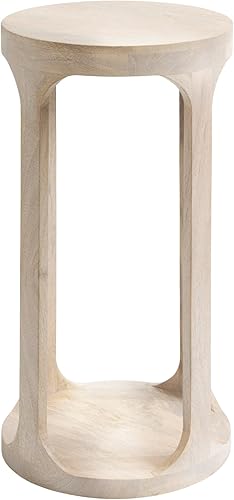 Miniatura 8 de Kate and Laurel Dahl - Mesa redonda de madera para bebidas 12 x 23 pulgadas encalada mesa de pedestal circular de madera bohemia de transición para