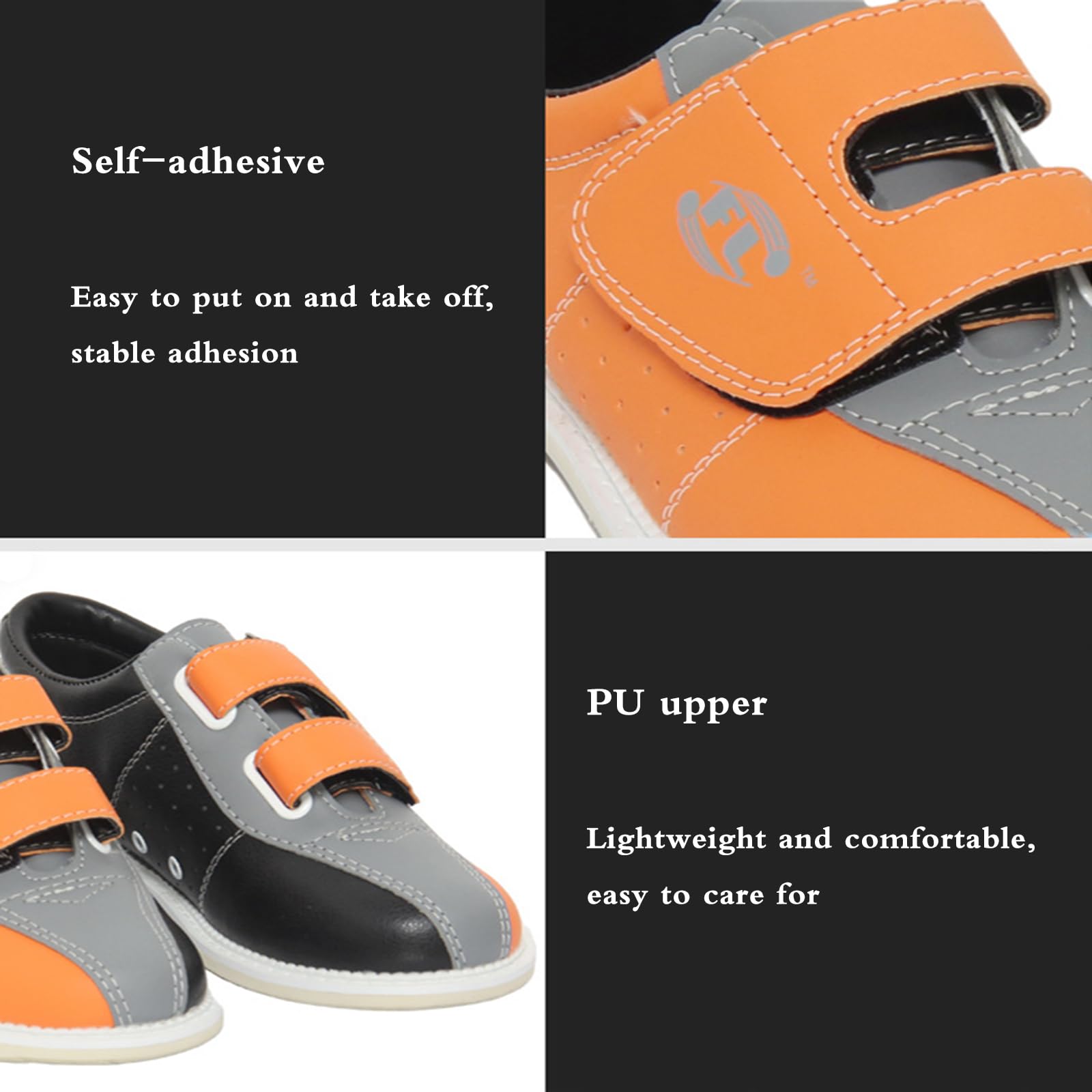 Scarpe da Bowling Uomo,Scarpe da Bowling Donna,Scarpe da Ginnastica Tipo Bowling,Traspirante Autoadesivo,Scarpe da Bowling da Donna,Uomo E Ragazzo,per Destrorsi E Mancini