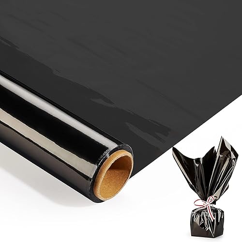 Miniatura 26 de Rollo de celofán rojo de 100 pies x 17 pulgadas, rollo de celofán transparente rojo para envoltura de cesta de regalo, envoltura de plástico