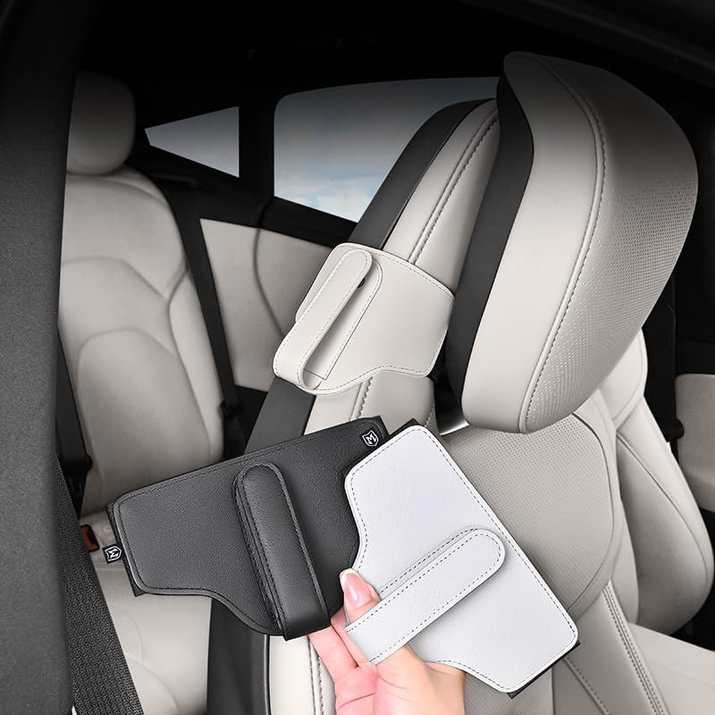 Car Seat Belt Guide Adjuster for Sports Seats Leather Car Seat Belt Stay Clips Retainer to Relax Shoulder Neck Strap for Adult Kids (Black)