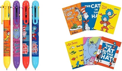 GEDDES Raymond Dr. Seuss - Bolígrafos retráctiles 6 en 1 (paquete de 12) Dr. Seuss Mini Bloc de notas (paquete de 48)