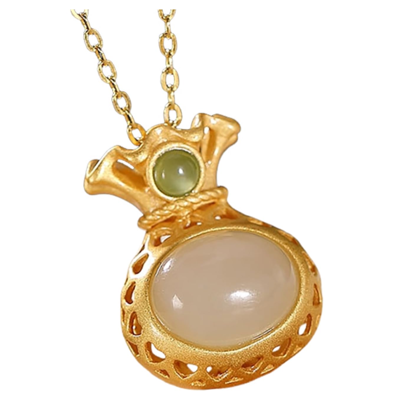 Feng Shui Halskette, Sterlingsilber, Halskette mit hetianischem Jade-Amulett, Geldbeutelanhänger, Halskette, Urlaubsschmuck für Frauen, Goldkette, Choker, Talisman, zieht Reichtum und Glück an