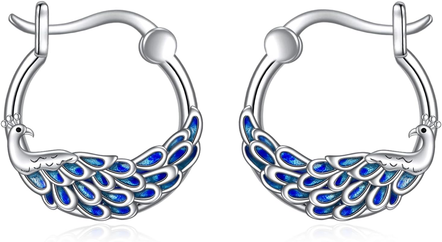 POPLYKE Sloth/Spider/Peacock Earrings for Women Sterling Silver Huggie Hoop Earrings Jewelry Gifts for Girls