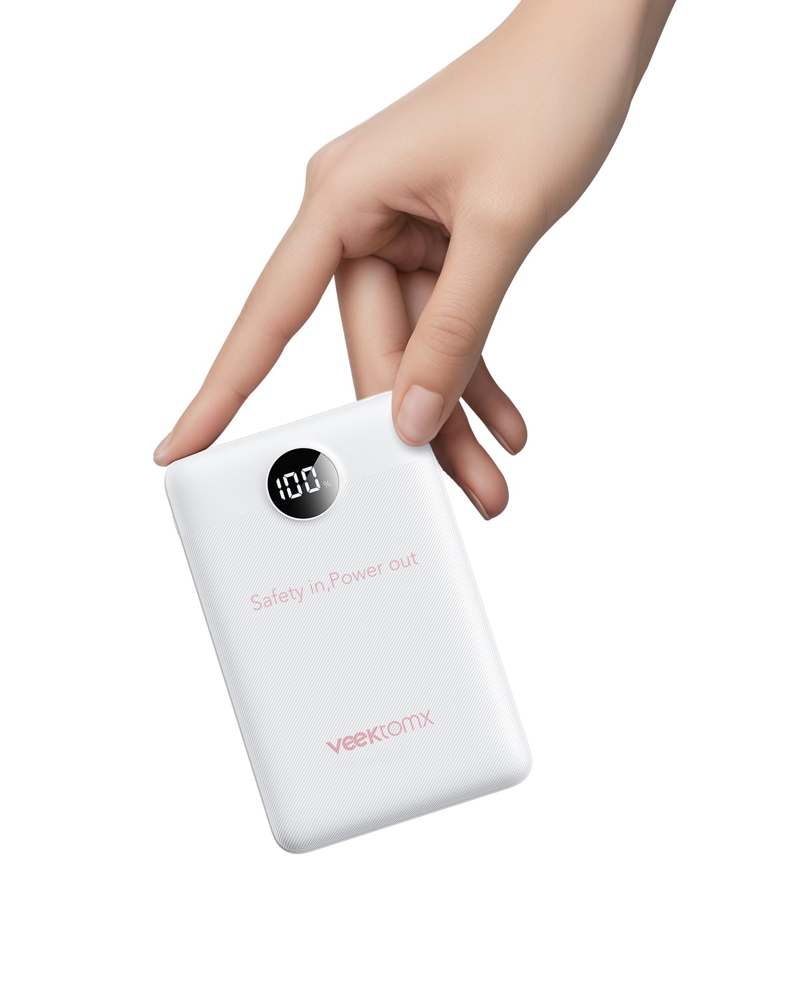 VEEKTOMX Power Bank 10000mAh 22,5W PD3.0 QC 3.0 Powerbank Mini USB C Caricabatteria Portatile Ricarica Rapida con Display a LED Compatibile con iPhone Huawei Xiaomi Tablets ecc. (Bianca)