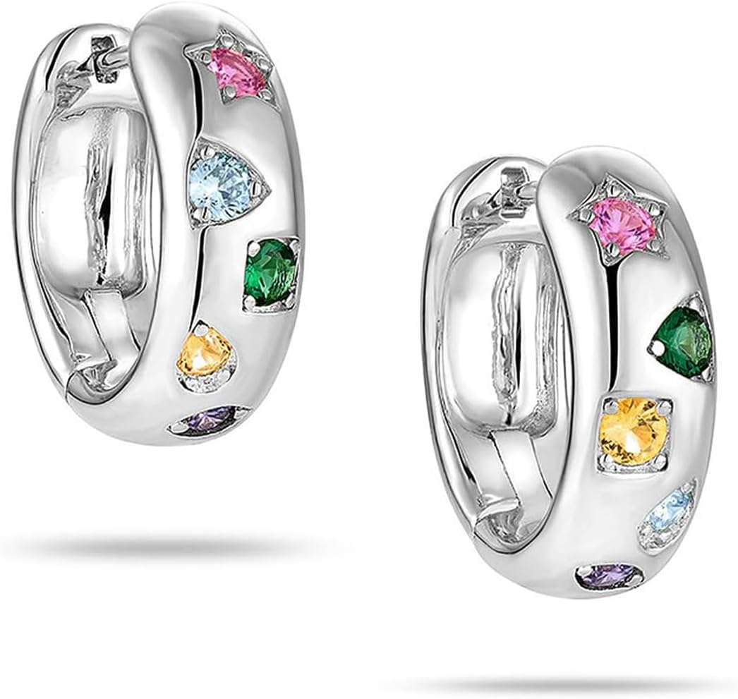 Chunky CZ Hoop Earrings for Women Colorful Crystal Statement Huggie Earrings Simple Star Square Earring Geomertic Wedding Party Prom Accessories
