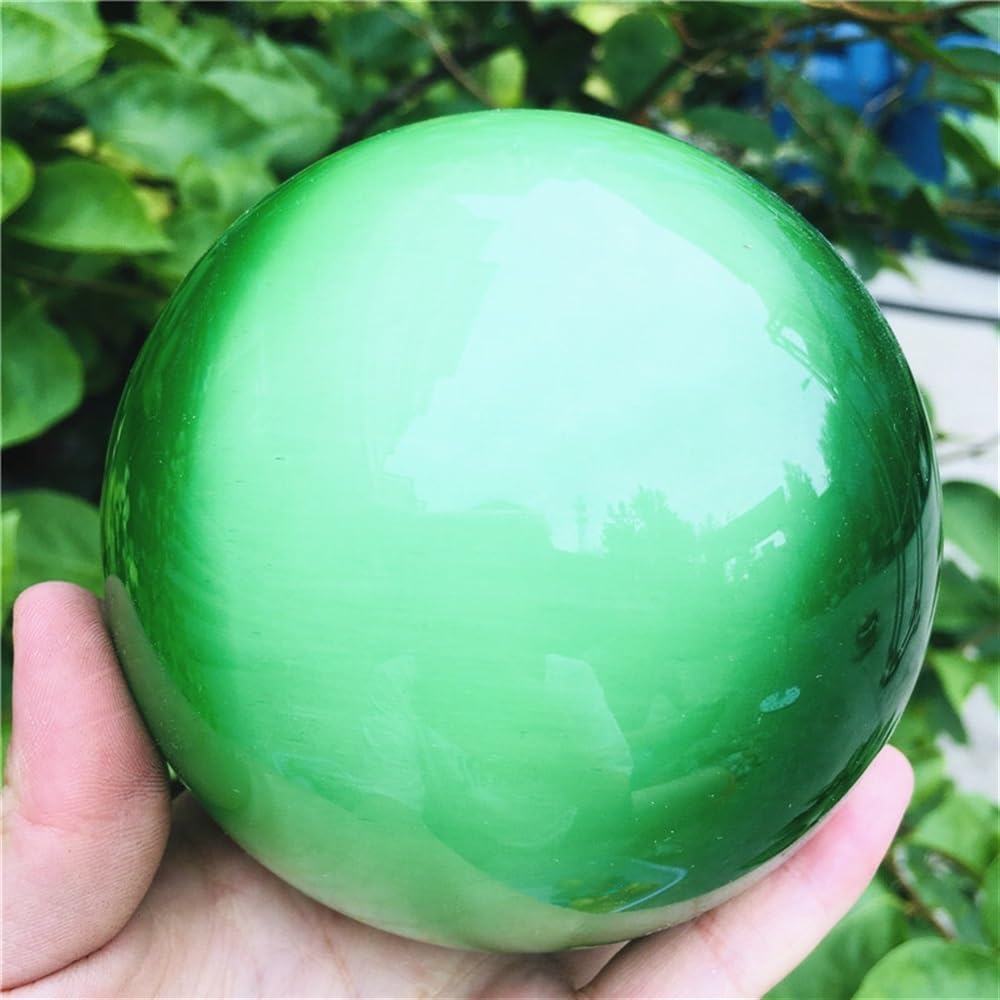 BKGWCSOR Quartz Green Cat Eye Crystal Ball Gemstone Sphere Ornaments (Size : 160g)