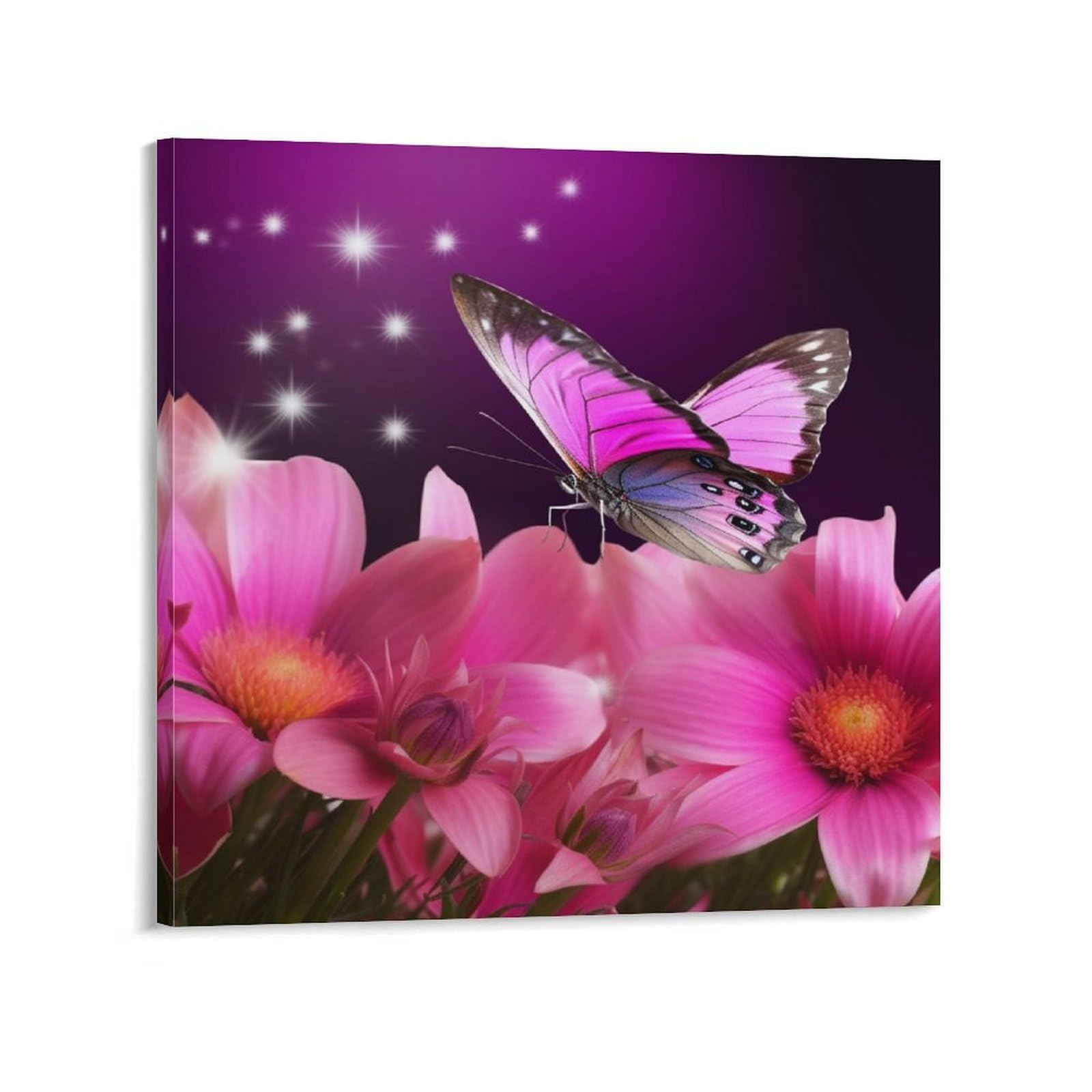 Flower And Butterfly Canvas Wall Art for Bedroom 12x12inch(30x30cm) Canvas Prints Artwork for Walls Modern Picture Artwork Painting for Living Room Aesthetic Wall Paintings for Bathroom Kitchen Office