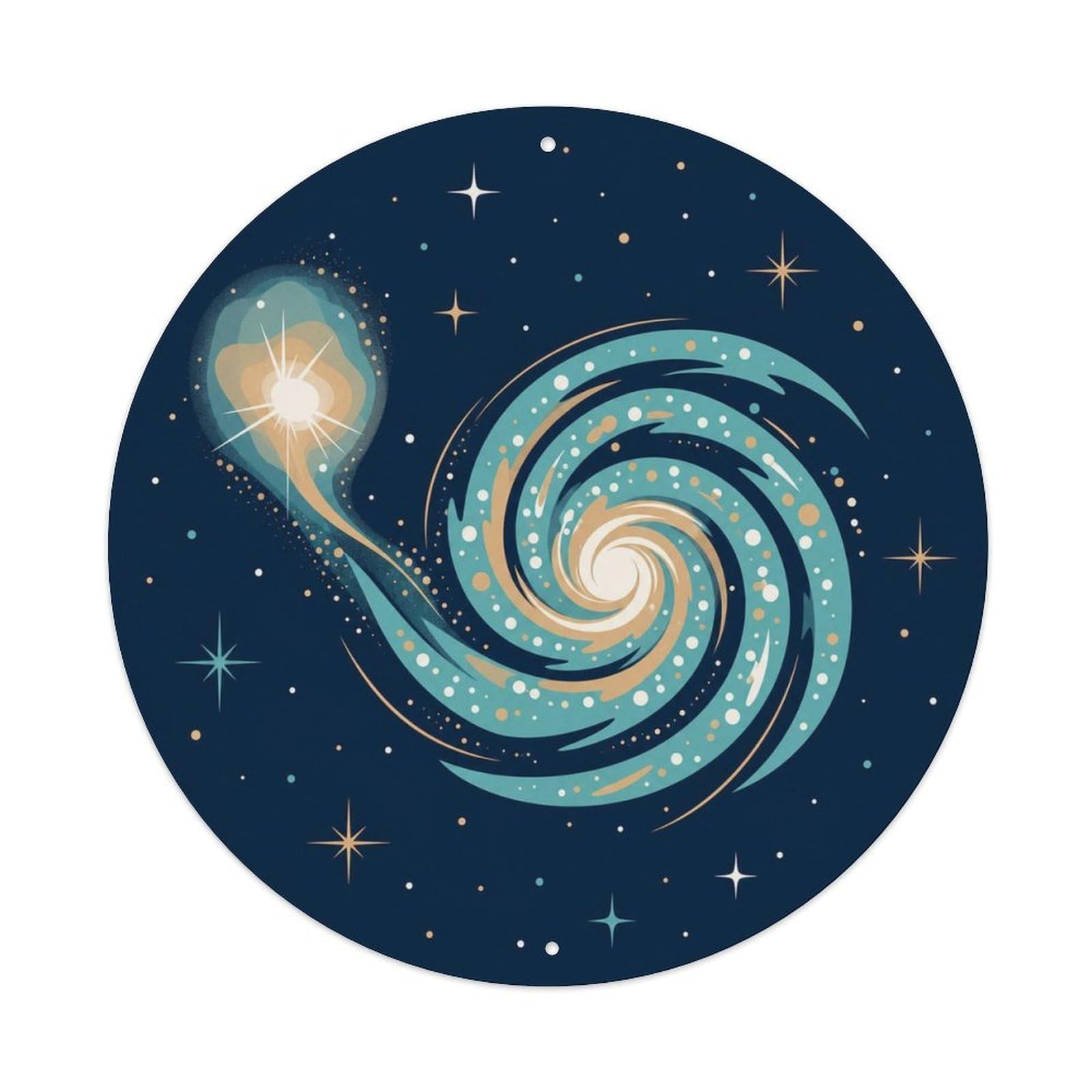 Okngb Style Deep Space Whirlpool Galaxy Starry Sky Observatory Metal Tin Sign Plaque Wall Decor For Cafe, Man Cave, Club Bar, Office, Home Garden Round Metal Poster 8X8inch