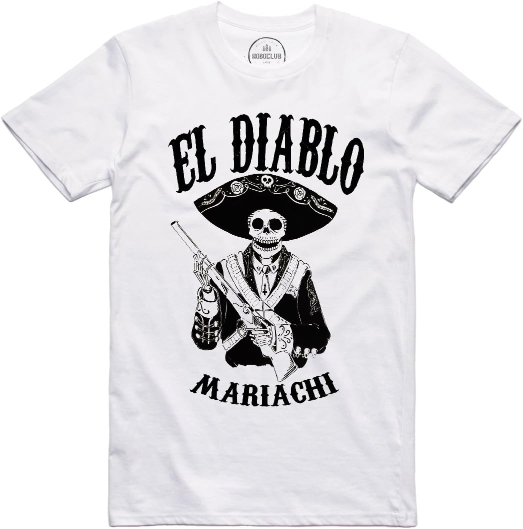 Tattooed Villains Hobo Jack - El Diablo - Mariachi - White tee T-Shirt Mexican (417)