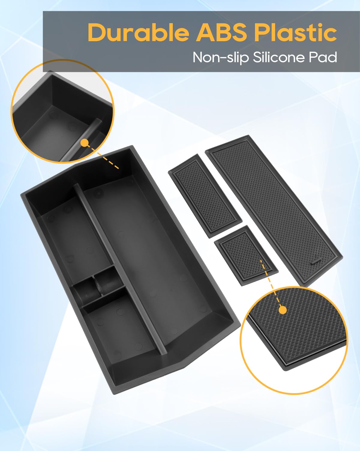 LFOTPP Caja de almacenamiento para consola central compatible con Peugeot E-3008 E-5008 EV GT Allure 2024 2025, E3008 P64, organizador de reposabrazos, bandeja para reposabrazos central, guantera