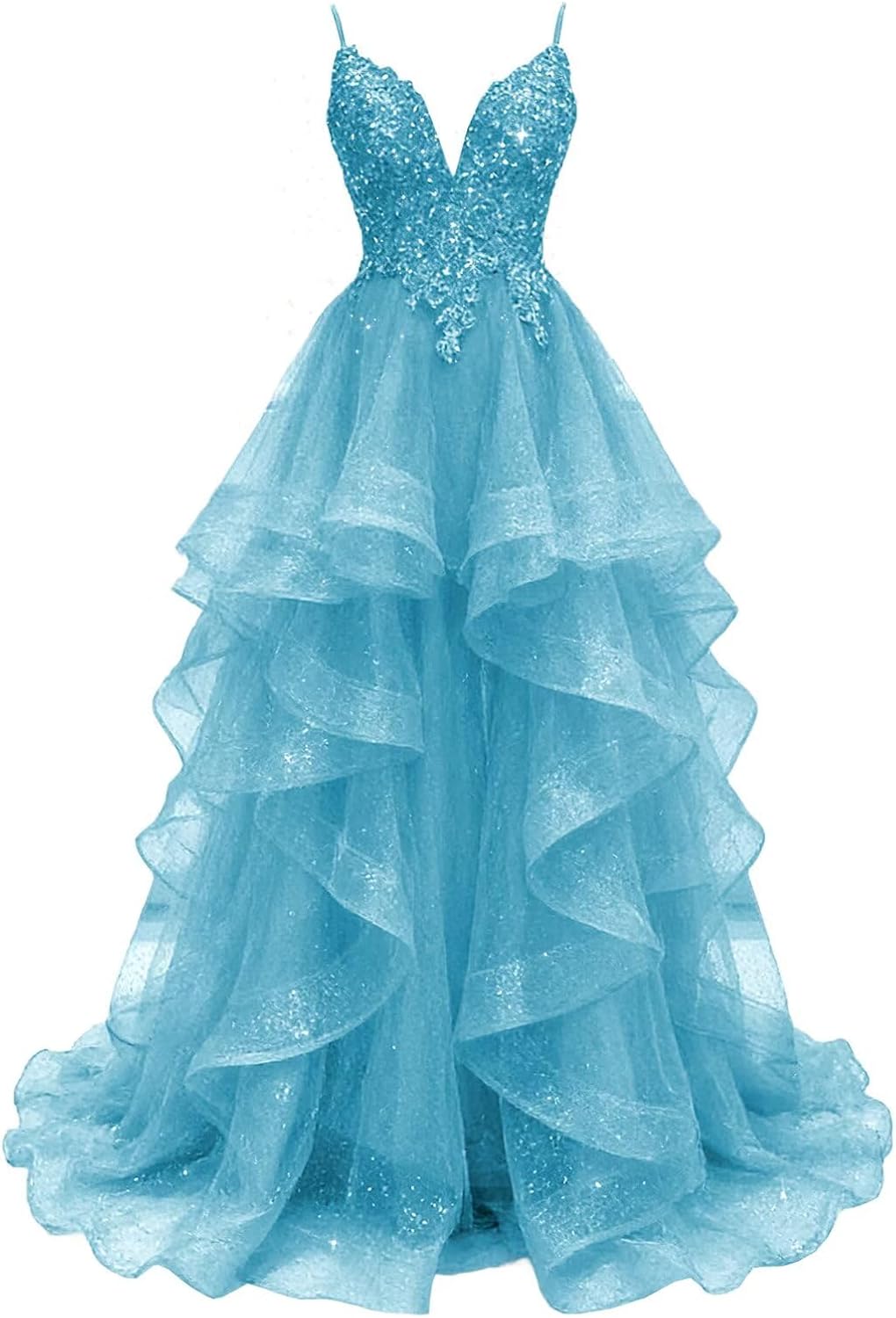 Laces Appliques Prom Dresses Long Ball Gown Puffy Tulle Ruffled Tiered Formal Pageant Dresses 2026