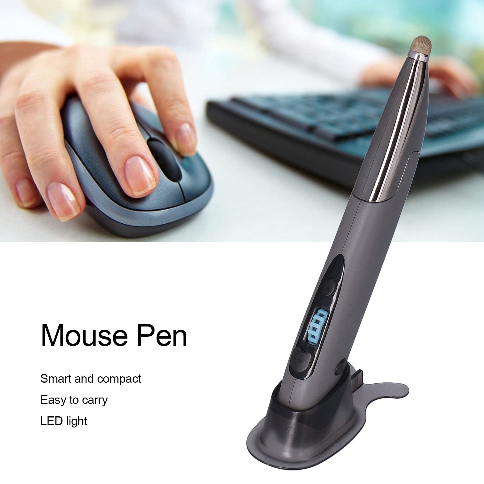 01 02 015 Muispen, extreem creatieve overdracht Exquise draadloze muispen voor pc-laptop(Zwart