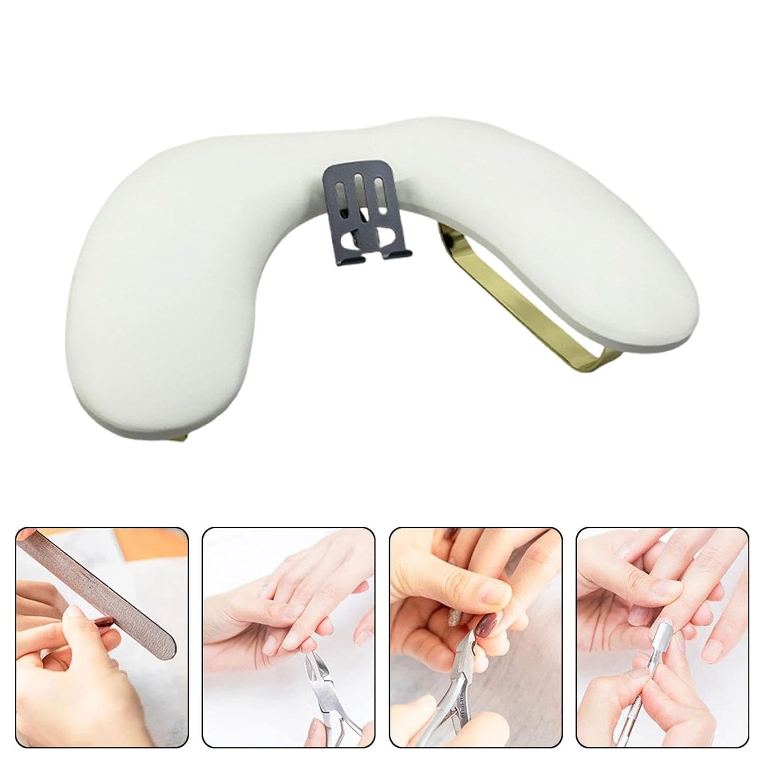 Manicure Nail Arm Rest Stand with Phone Holder Portable,Practical Sturdy DIY Gifts Nail Hand Rest for Salon,Manicurist Home, White