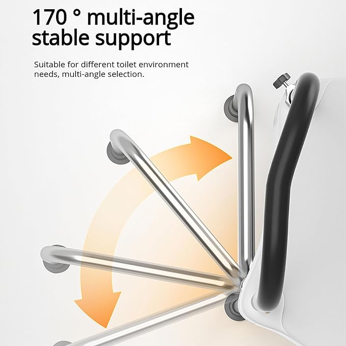 Asiento elevado para inodoro, asiento elevador con agarraderas y patas ajustables en altura para inodoros estándar y alargados, resistente hasta 136 kg, marco de seguridad para baño miniatura 5
