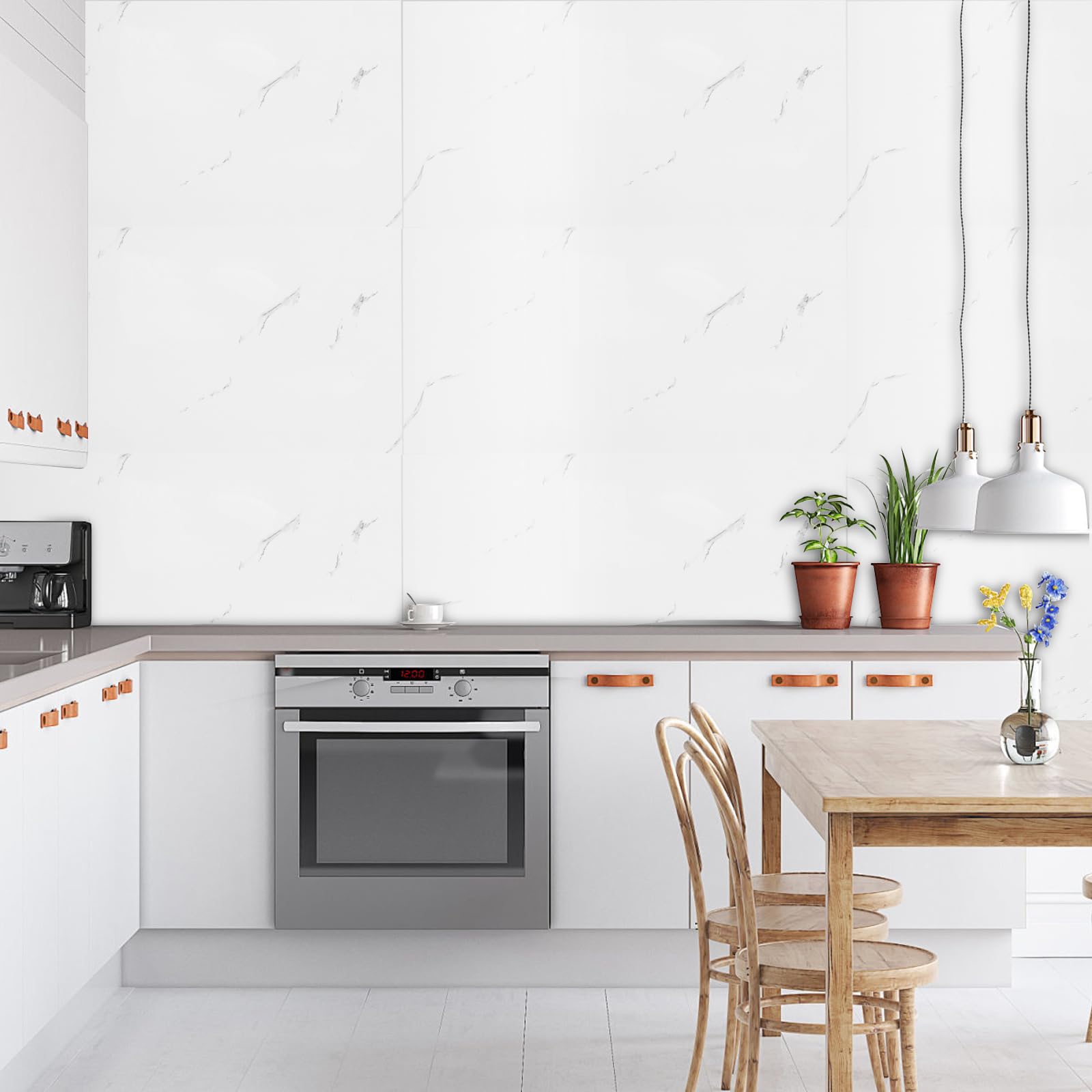 Faux Wall Tile Stickers, 10 Packs Oil-Proof Waterproof Decorative Bathroom Stick On Wall Panels - View #7