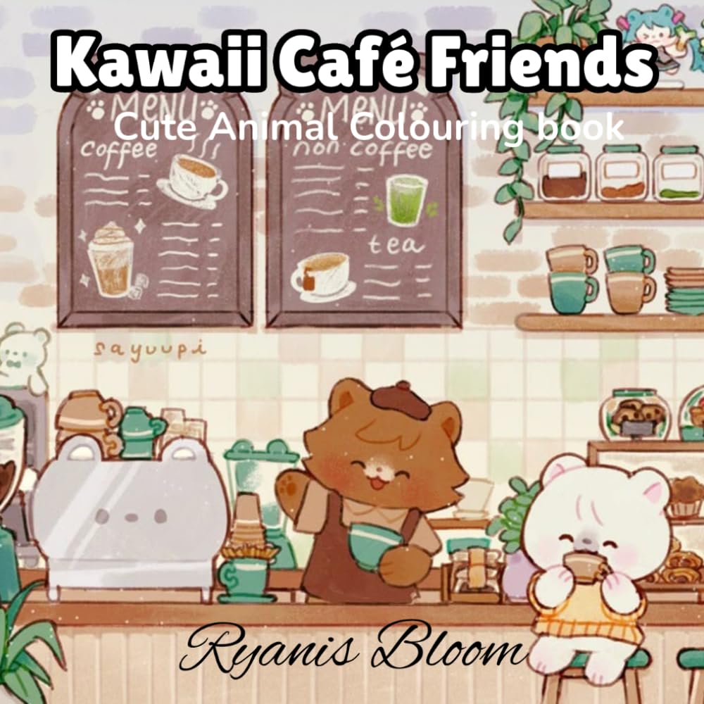 Kawaii Café Friends: Cute Animal Colouring book
