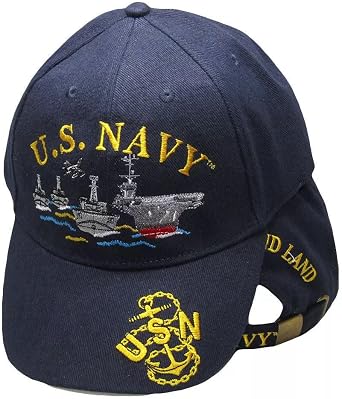 United States Navy USN Anchor by Sea Air and Land Navy Blue Embroidered Cap Hat Officially Licensed by The US Navy