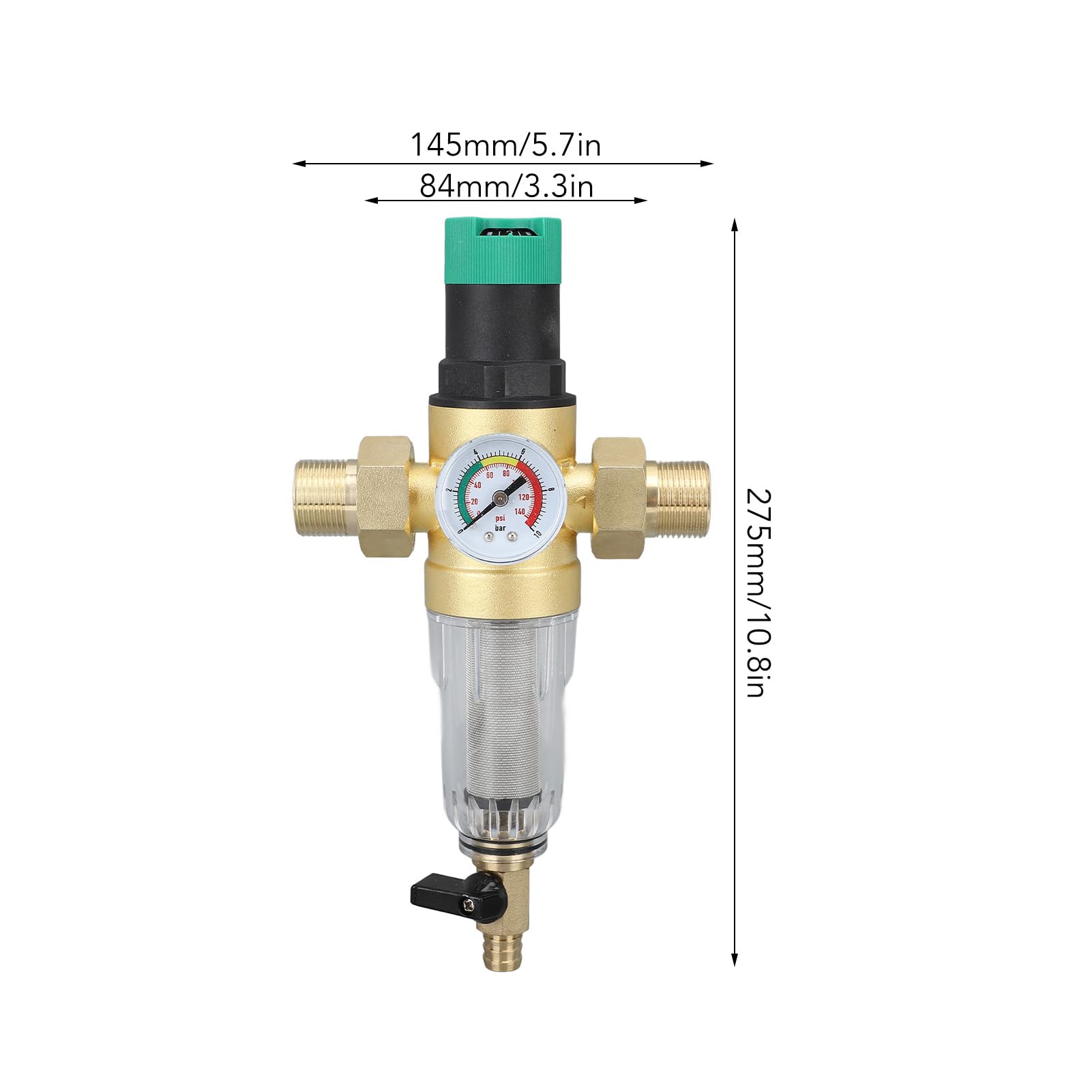 Valvola Limitatrice della Pressione 'acqua, Filtro in Acciaio Inossidabile 304 Filtrazione Efficace Regolatore della Pressione 'acqua in Ottone per