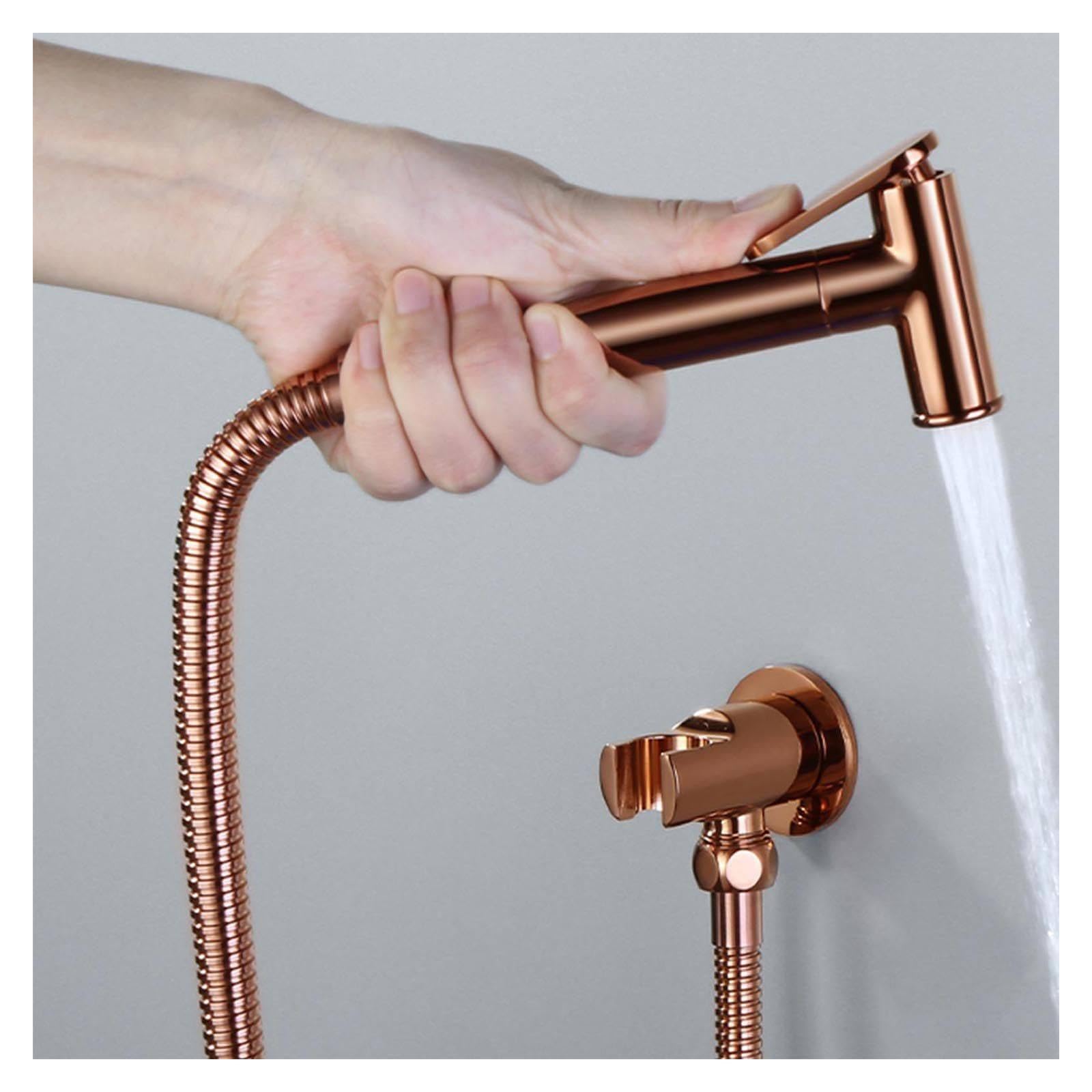 Grifo bidet para WC oro rosa con control de agua fría y calor