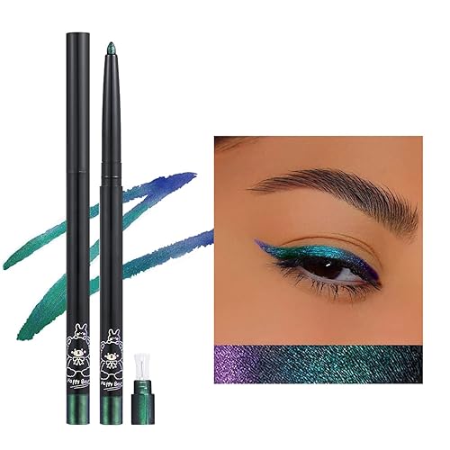 Erinde Lápiz delineador de ojos de gel multicromo, brillo metálico intenso que cambia de color colorido delineador de ojos maquillaje de sombra de